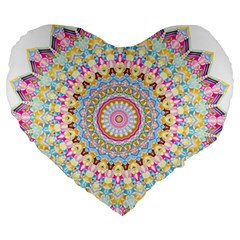 Kaleidoscope Star Love Flower Color Rainbow Large 19  Premium Heart Shape Cushions