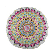 Kaleidoscope Star Love Flower Color Rainbow Standard 15  Premium Flano Round Cushions by Alisyart