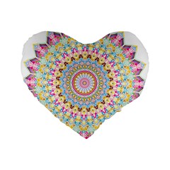 Kaleidoscope Star Love Flower Color Rainbow Standard 16  Premium Flano Heart Shape Cushions by Alisyart