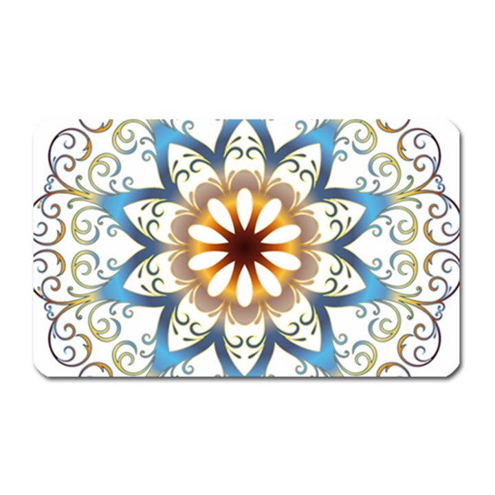 Prismatic Flower Floral Star Gold Green Purple Orange Magnet (Rectangular)