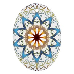 Prismatic Flower Floral Star Gold Green Purple Orange Oval Ornament (two Sides) by Alisyart
