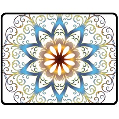 Prismatic Flower Floral Star Gold Green Purple Orange Fleece Blanket (medium) 