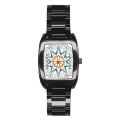 Prismatic Flower Floral Star Gold Green Purple Orange Stainless Steel Barrel Watch by Alisyart