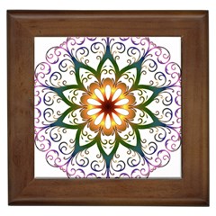 Prismatic Flower Floral Star Gold Green Purple Framed Tiles by Alisyart