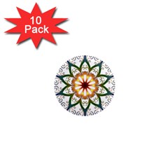 Prismatic Flower Floral Star Gold Green Purple 1  Mini Magnet (10 Pack)  by Alisyart