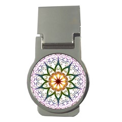 Prismatic Flower Floral Star Gold Green Purple Money Clips (round)  by Alisyart