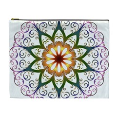 Prismatic Flower Floral Star Gold Green Purple Cosmetic Bag (xl)