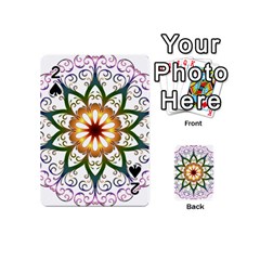 Prismatic Flower Floral Star Gold Green Purple Playing Cards 54 (mini) 