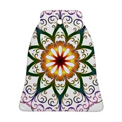 Prismatic Flower Floral Star Gold Green Purple Bell Ornament (two Sides)