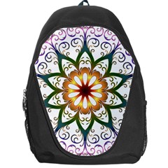 Prismatic Flower Floral Star Gold Green Purple Backpack Bag