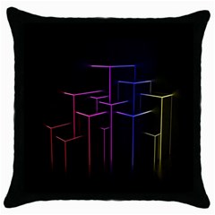 Space Light Lines Shapes Neon Green Purple Pink Throw Pillow Case (black) by Alisyart