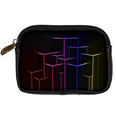 Space Light Lines Shapes Neon Green Purple Pink Digital Camera Cases