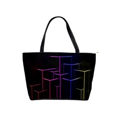 Space Light Lines Shapes Neon Green Purple Pink Shoulder Handbags