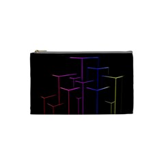 Space Light Lines Shapes Neon Green Purple Pink Cosmetic Bag (small) 