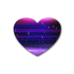 Space Planet Pink Blue Purple Rubber Coaster (heart) 