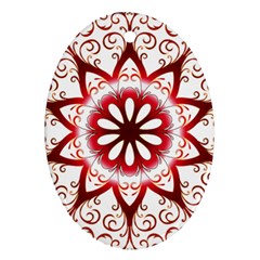 Prismatic Flower Floral Star Gold Red Orange Ornament (oval)