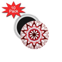 Prismatic Flower Floral Star Gold Red Orange 1 75  Magnets (10 Pack)  by Alisyart