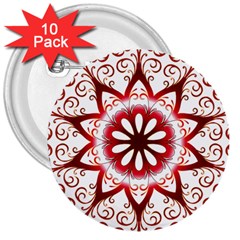 Prismatic Flower Floral Star Gold Red Orange 3  Buttons (10 Pack)  by Alisyart