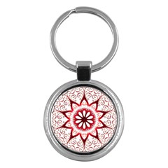 Prismatic Flower Floral Star Gold Red Orange Key Chains (round) 