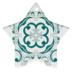Vintage Floral Star Flower Blue Ornament (star)