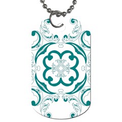 Vintage Floral Star Flower Blue Dog Tag (two Sides) by Alisyart