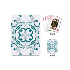 Vintage Floral Star Flower Blue Playing Cards (mini)  by Alisyart