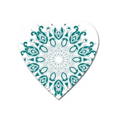 Vintage Floral Star Blue Green Heart Magnet by Alisyart