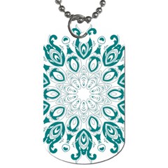 Vintage Floral Star Blue Green Dog Tag (one Side)