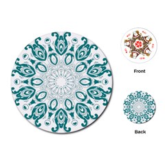 Vintage Floral Star Blue Green Playing Cards (round)  by Alisyart