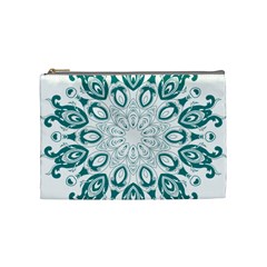 Vintage Floral Star Blue Green Cosmetic Bag (medium) 