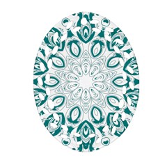 Vintage Floral Star Blue Green Ornament (oval Filigree) by Alisyart