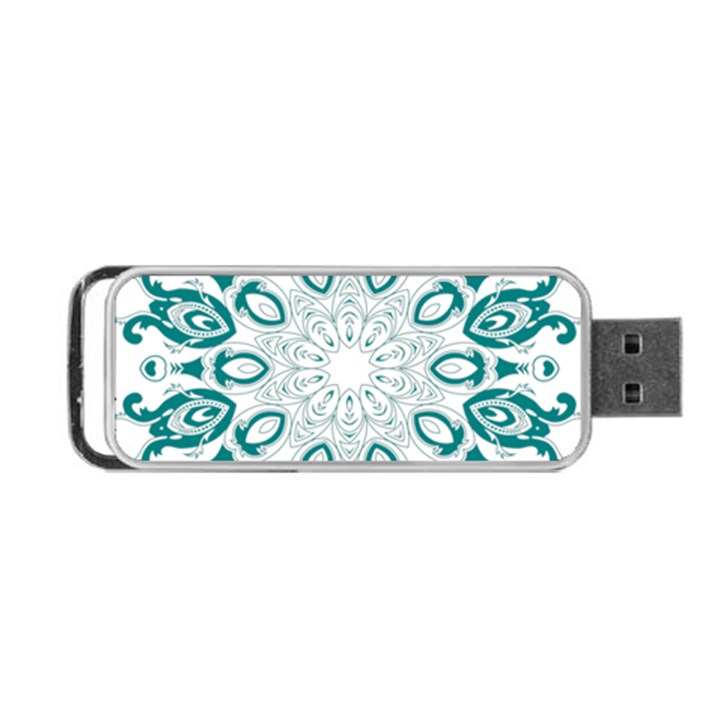 Vintage Floral Star Blue Green Portable USB Flash (Two Sides)