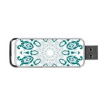 Vintage Floral Star Blue Green Portable USB Flash (Two Sides) Back