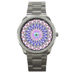 Prismatic Line Star Flower Rainbow Sport Metal Watch by Alisyart