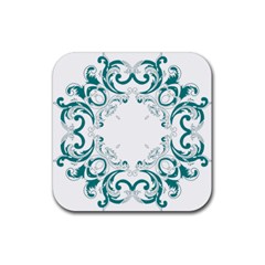 Vintage Floral Style Frame Rubber Coaster (square)  by Alisyart