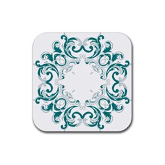 Vintage Floral Style Frame Rubber Square Coaster (4 Pack)  by Alisyart