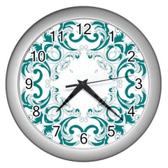 Vintage Floral Style Frame Wall Clocks (silver) 