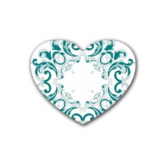 Vintage Floral Style Frame Rubber Coaster (heart)  by Alisyart