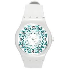 Vintage Floral Style Frame Round Plastic Sport Watch (m)