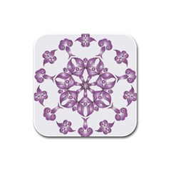 Frame Flower Star Purple Rubber Square Coaster (4 Pack)  by Alisyart