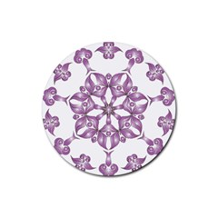 Frame Flower Star Purple Rubber Round Coaster (4 Pack)  by Alisyart