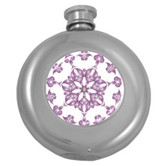 Frame Flower Star Purple Round Hip Flask (5 Oz) by Alisyart