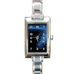 Abstract Light Rays Stripes Lines Black Blue Rectangle Italian Charm Watch by Alisyart