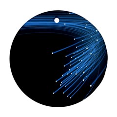 Abstract Light Rays Stripes Lines Black Blue Ornament (round)