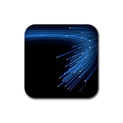 Abstract Light Rays Stripes Lines Black Blue Rubber Square Coaster (4 Pack)  by Alisyart