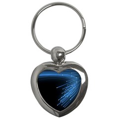 Abstract Light Rays Stripes Lines Black Blue Key Chains (heart)  by Alisyart