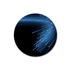 Abstract Light Rays Stripes Lines Black Blue Magnet 3  (round)