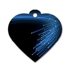 Abstract Light Rays Stripes Lines Black Blue Dog Tag Heart (two Sides) by Alisyart