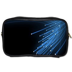 Abstract Light Rays Stripes Lines Black Blue Toiletries Bags by Alisyart