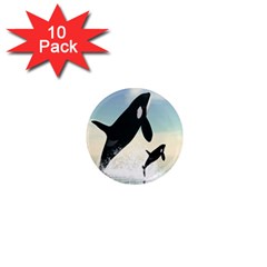 Whale Mum Baby Jump 1  Mini Magnet (10 Pack)  by Alisyart